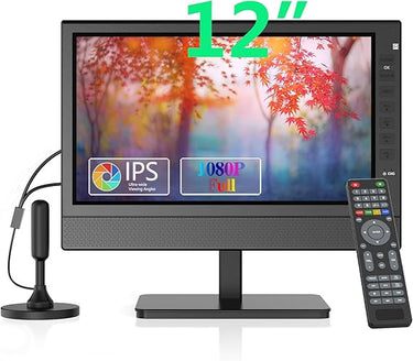 ZOSHING Television portatil,HD 1080P IPS Mini TV con Sintonizador Digital T2 and Batería Recargable y HDMI,USB,Entrada and AC/DC-12V calbe Coche,Adecuado para Cocina,Coche y Exterior (12inch)